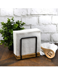 Soporte para Servilletas Tribello Moderno de Madera y Metal 2