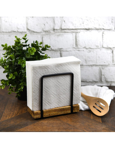 Soporte para Servilletas Tribello Moderno de Madera y Metal