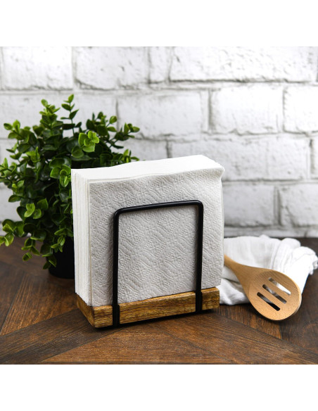 Soporte para Servilletas Tribello Moderno de Madera y Metal