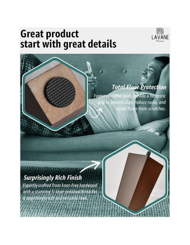 Patas de Madera Sólida La Vane 10cm Set de 4 para Muebles