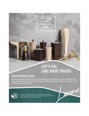 Patas de Madera Sólida La Vane 10cm Set de 4 para Muebles