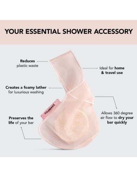 Bolsa de Malla Reciclada Kitsch para Jabón y Champú Rubor