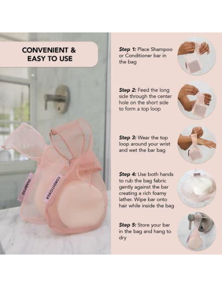 Bolsa de Malla Reciclada Kitsch para Jabón y Champú Rubor