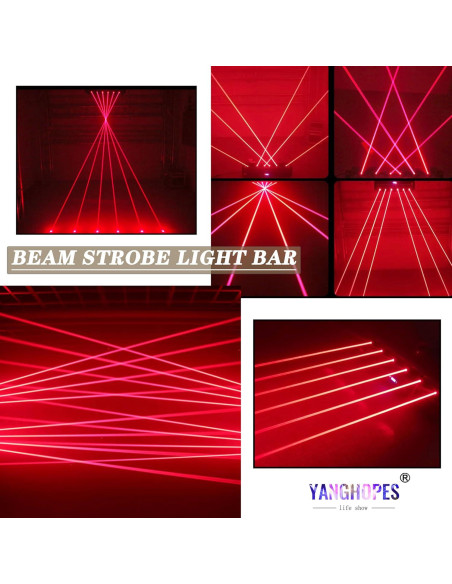 Barra de Luz Móvil Roja 6LED YANGHOPES DMX 30.48cm 10.1kg