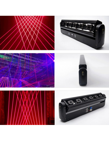 Barra de Luz Móvil Roja 6LED YANGHOPES DMX 30.48cm 10.1kg