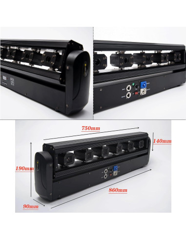 Barra de Luz Móvil Roja 6LED YANGHOPES DMX 30.48cm 10.1kg