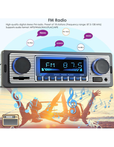 Estéreo de Carro Bluetooth iFreGo US-5513-3 con Carga Rápida