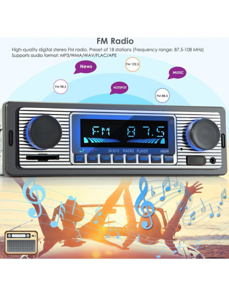 Estéreo de Carro Bluetooth iFreGo US-5513-3 con Carga Rápida