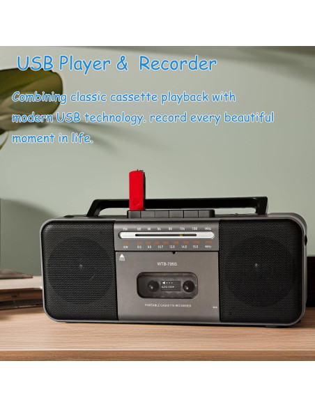 Reproductor de Cinta Portátil Wiithink con Bluetooth y Radio AM/FM Reproductor de Cinta Portátil Wiithink con Bluetooth y Radio AM/FM