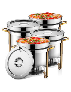 Paquete de 4 Chafer de Sopa 11 QT Acero Inoxidable Reallnaive