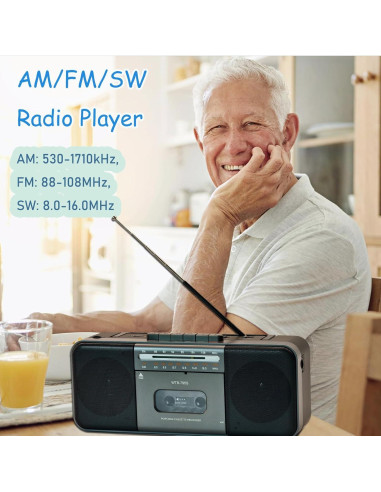 Reproductor de Cinta Portátil Wiithink con Bluetooth y Radio AM/FM