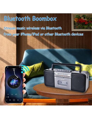 Reproductor de Cinta Portátil Wiithink con Bluetooth y Radio AM/FM
