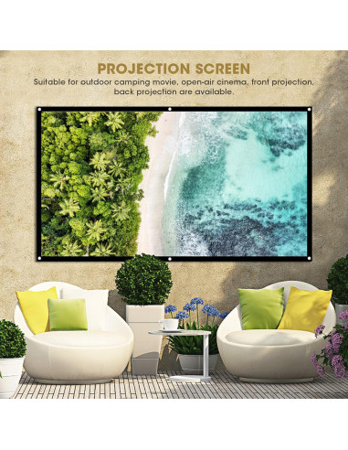 Pantalla de proyector portátil Tbest 101.6 cm blanca sin arrugas