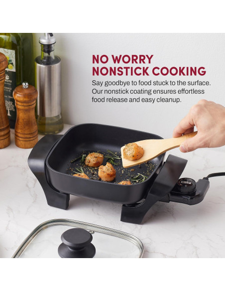 Sartén Eléctrica Antiadherente Elite Gourmet EG808 20x20cm 600W