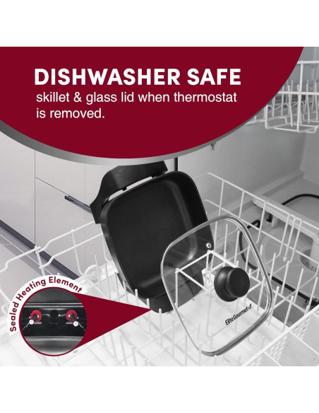 Sartén Eléctrica Antiadherente Elite Gourmet EG808 20x20cm 600W