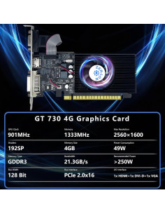 Tarjeta Gráfica ZER-LON GT 730 4GB GDDR3 PCIe 2K HDMI 2