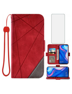 Funda de Cartera Asuwish para Huawei Y9 Prime 2019 - Rojo