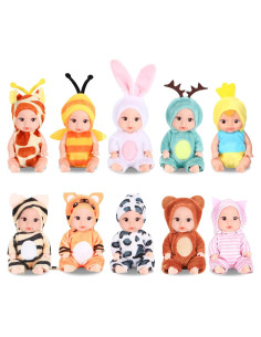 Set de 10 Mini Muñecas Bebé 10 cm MXSYSHYJ con Ropa de Animales