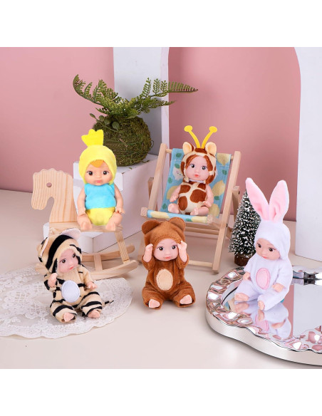 Set de 10 Mini Muñecas Bebé 10 cm MXSYSHYJ con Ropa de Animales