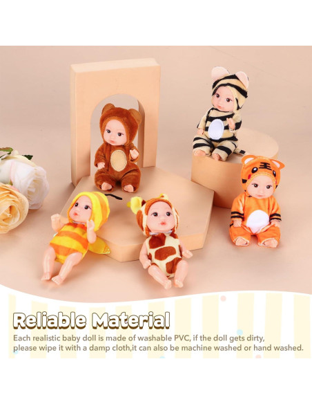 Set de 10 Mini Muñecas Bebé 10 cm MXSYSHYJ con Ropa de Animales
