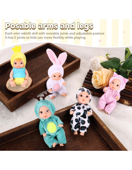 Set de 10 Mini Muñecas Bebé 10 cm MXSYSHYJ con Ropa de Animales