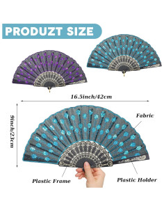 Abanicos Plegables Jetec 2 Piezas Halloween Gótico 1920 2