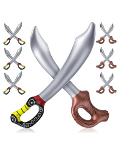 12 Espadas Piratas Inflables PVC 70 cm y 58 cm para Fiesta