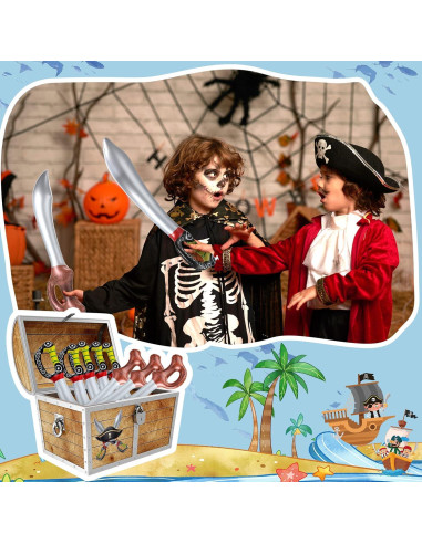 12 Espadas Piratas Inflables PVC 70 cm y 58 cm para Fiesta