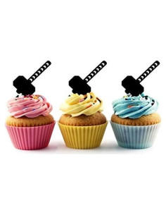 Decoraciones de Cupcake Thor Mjolnir 12 pcs - 5.08 cm