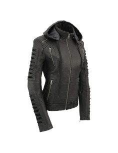 Chaqueta de cuero premium Milwaukee Leather con capucha SFL