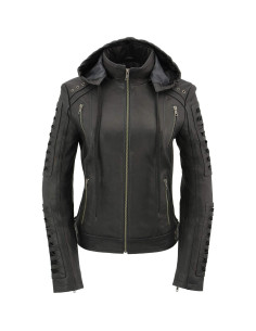 Chaqueta de cuero premium Milwaukee Leather con capucha SFL 2