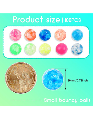 100 Pelotas Saltarinas de Goma Sumind 20 mm Colores Vivos