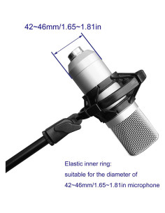 Soporte de micrófono LUORNG Universal Antivibración 42-46mm Negro 2