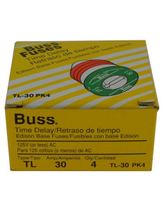 Fusible Edison Bussman TL-30PK4 30A Retardo Tiempo 4 Unidades