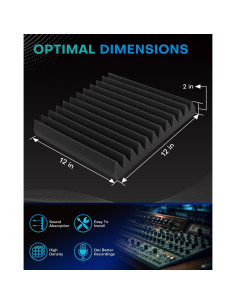 Paquete de 25 paneles de espuma acústica 5.08 cm negro 2