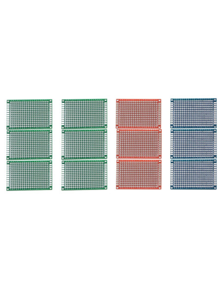 Paquete de 12 Placas PCB Doble Cara LAMPVPATH 4x6cm Colores