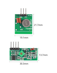 Kit 5 Pcs Módulos Transmisores y Receptores Inalámbricos 433MHz 2