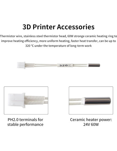 Repuesto Termistor 100K FYSETC K1 Max - 2 Piezas 6x10mm