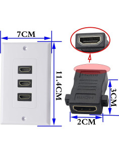 Placa de Pared HDMI 3 Puertos zdyCGTime - Soporta 4K 60Hz 2