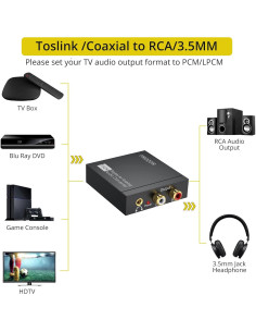 Convertidor de Audio Digital a Analógico PROZOR 192kHz RCA 3.5mm 2