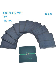 10 Paneles Solares Policristalinos Ailejia 4V 150mA 70mm 2