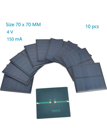10 Paneles Solares Policristalinos Ailejia 4V 150mA 70mm