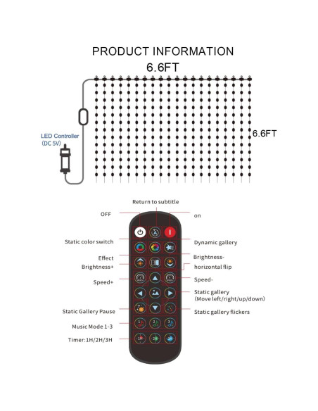 Luces de Cortina Inteligentes Dazzle Bright 400 LED 2x2m RGB