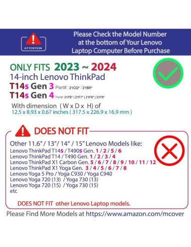 Funda mCover Rosa para Lenovo ThinkPad T14s Slim Gen 3/4