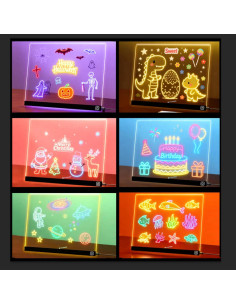 Tablero de Notas LED Hansanti 34.8x25.4cm 7 Colores con Marcadores 2