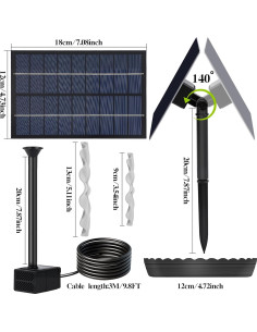 Fuente de Agua Solar LAWOHO 2.8W 9V Ajustable para Jardín 2