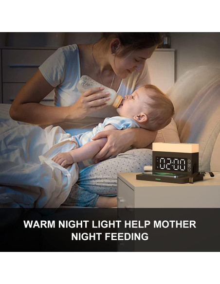 Cargador Inalámbrico 6 en 1 BODSEIEOU con Reloj Despertador 15W