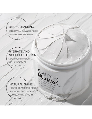Mascarilla Facial de Arcilla Blanca LFuTPm 50g - Minimiza Poros