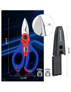 Tijeras de Electricista WORKPRO 16.3 cm Acero Inoxidable con Pelacables 2