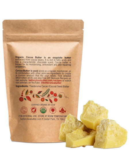 Manteca de Cacao Orgánica Cruda 227g - Grado Alimenticio USDA